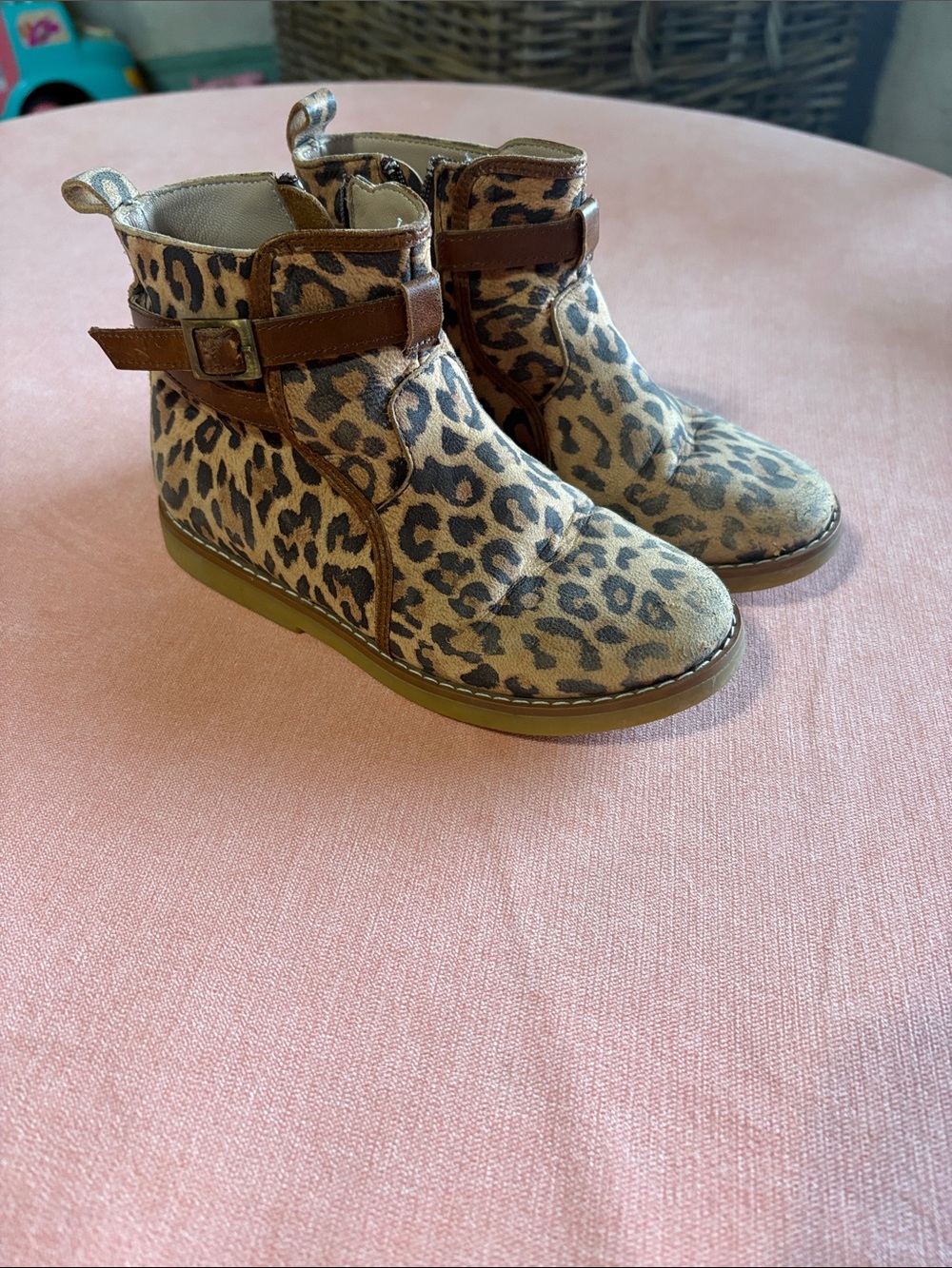 Elephantito Leopard Print Kids Boots in Brown and Tan